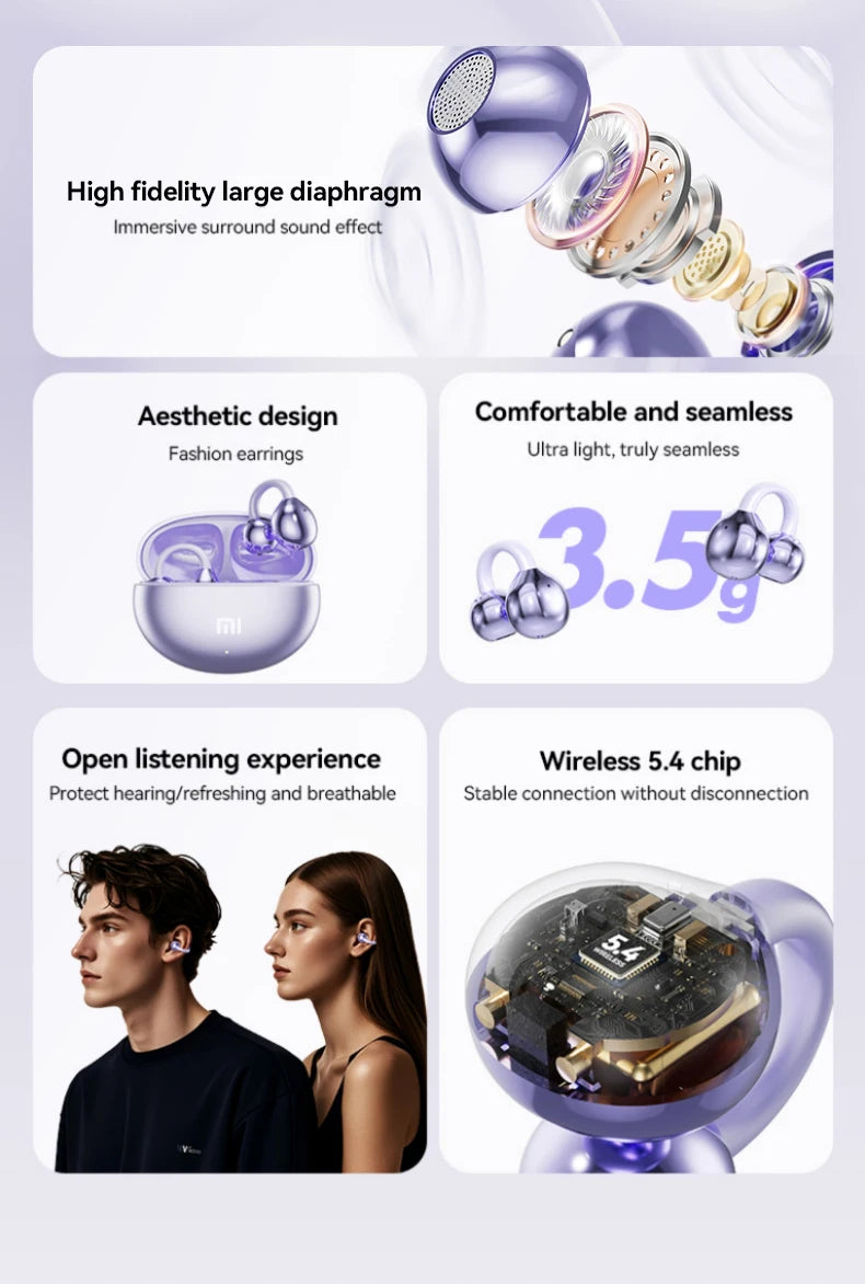 "XIAOMI M79/M91 Open-Ear Wireless Earphone - Bluetooth 5.4, Touch Control, ENC Noise Cancelling Headset"