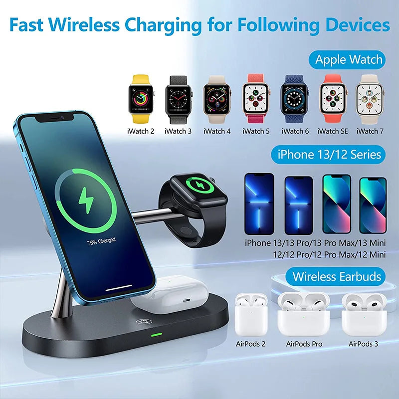 Magnetic 3-in-1 Charger for iPhone, Watch & AirPods